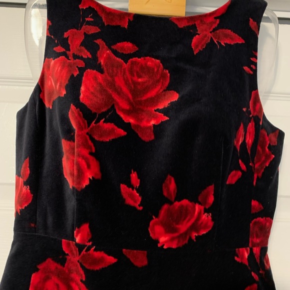 ❤️❤️❤️Talbots  Red and Black Velvet Dress - Picture 7 of 16